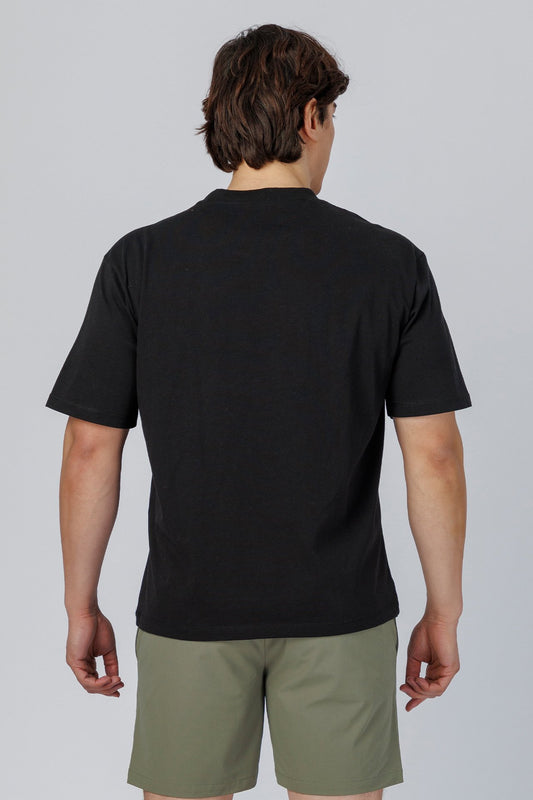 SPJ0510 - Coolmax Loose Fit Crewneck Straight-Hem Essential Cotton Tee - Black