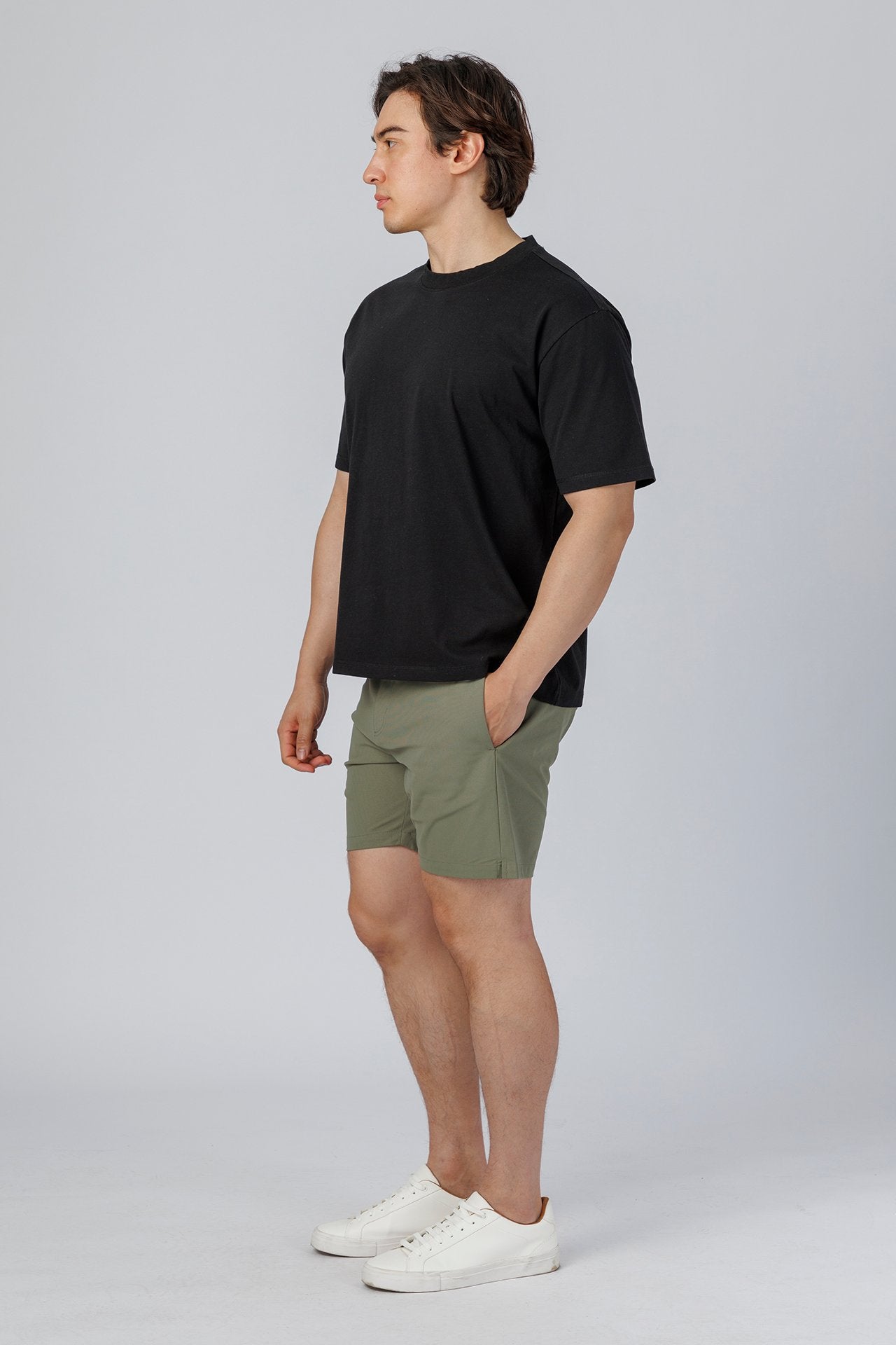 SPJ0510 - Coolmax Loose Fit Crewneck Straight-Hem Essential Cotton Tee - Black