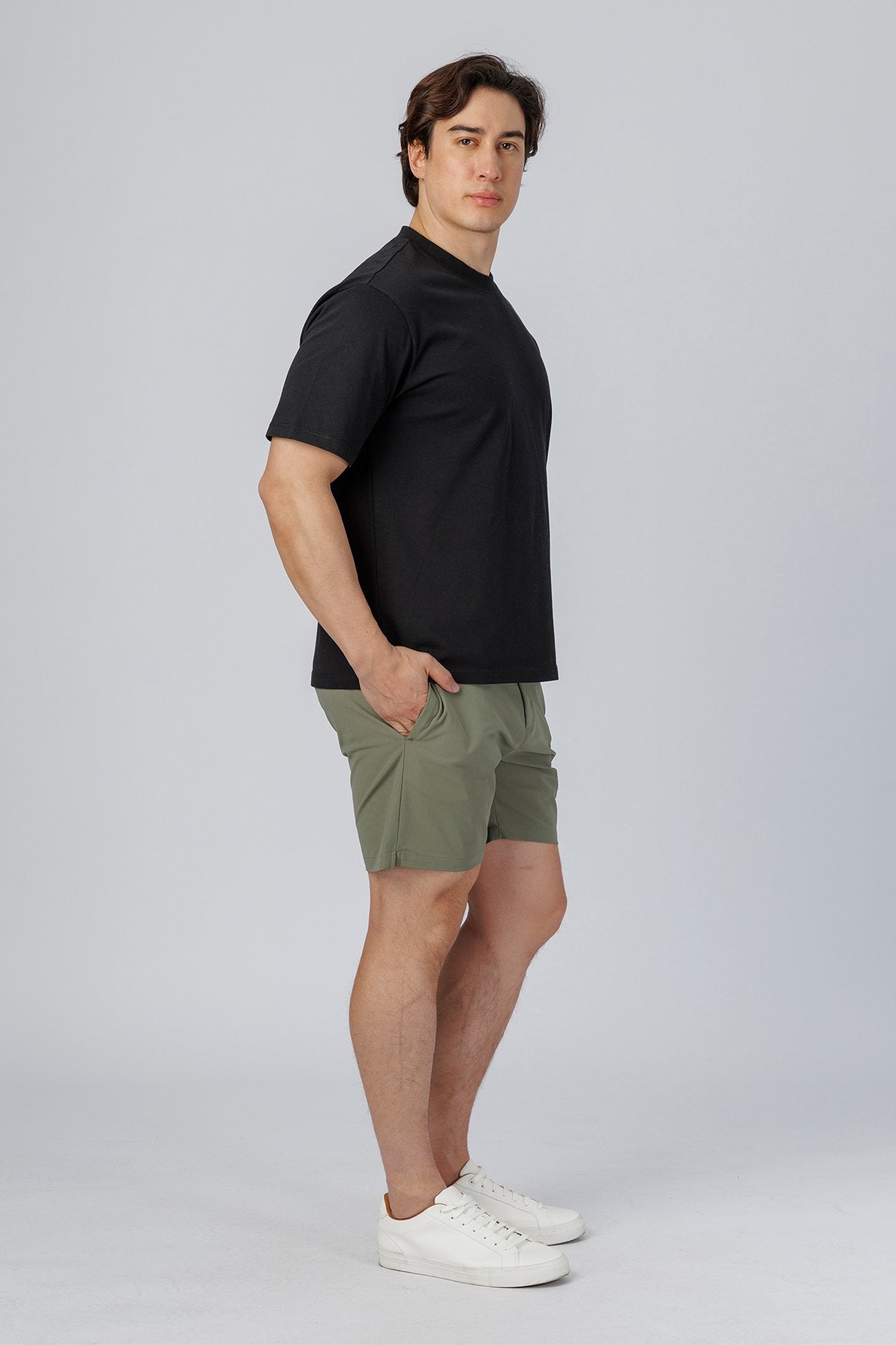 SPJ0510 - Coolmax Loose Fit Crewneck Straight-Hem Essential Cotton Tee - Black