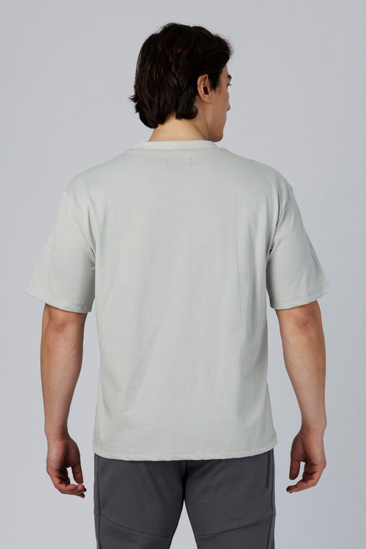 SPJ0510 - Coolmax Loose Fit Crewneck Straight-Hem Essential Cotton Tee - Light Grey