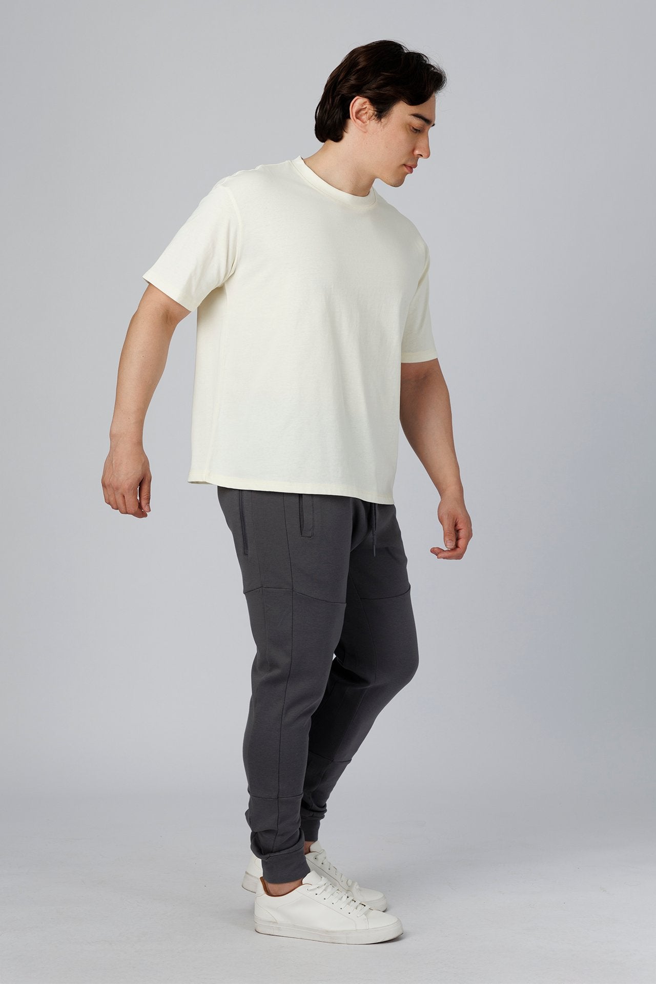 SPJ0510 - Coolmax Loose Fit Crewneck Straight-Hem Essential Cotton Tee - Natural