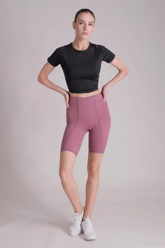 SPWJ22002 - Women's Ultra 4-Way Stretch Interlock Back Mesh Training Crop Top - Black