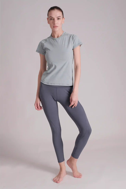 SPWJ22003 - Women's Curve Seam Hiking Short Sleeve Tee - Light Teal