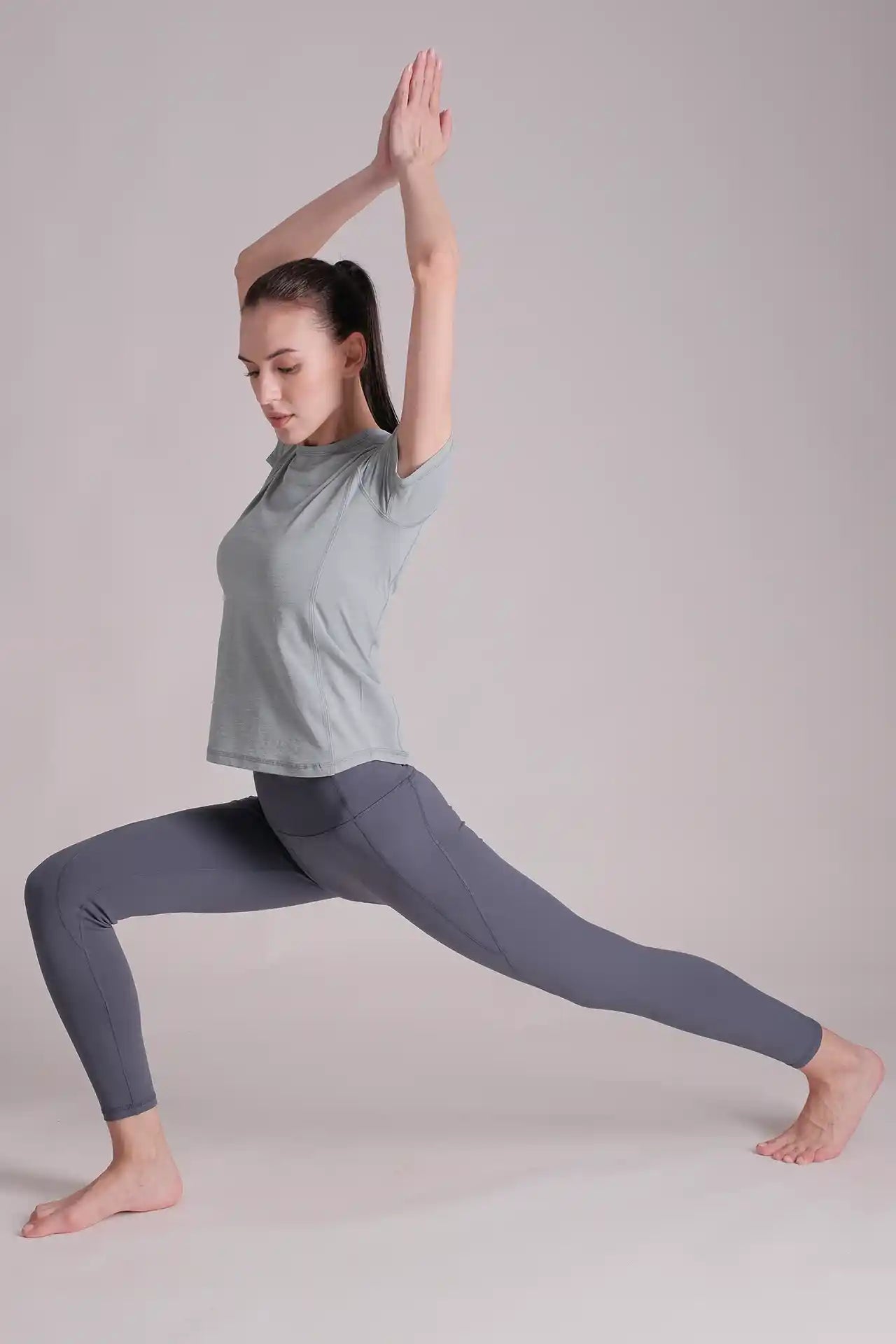 SPWJ22003 - Women's Curve Seam Hiking Short Sleeve Tee - Light Teal