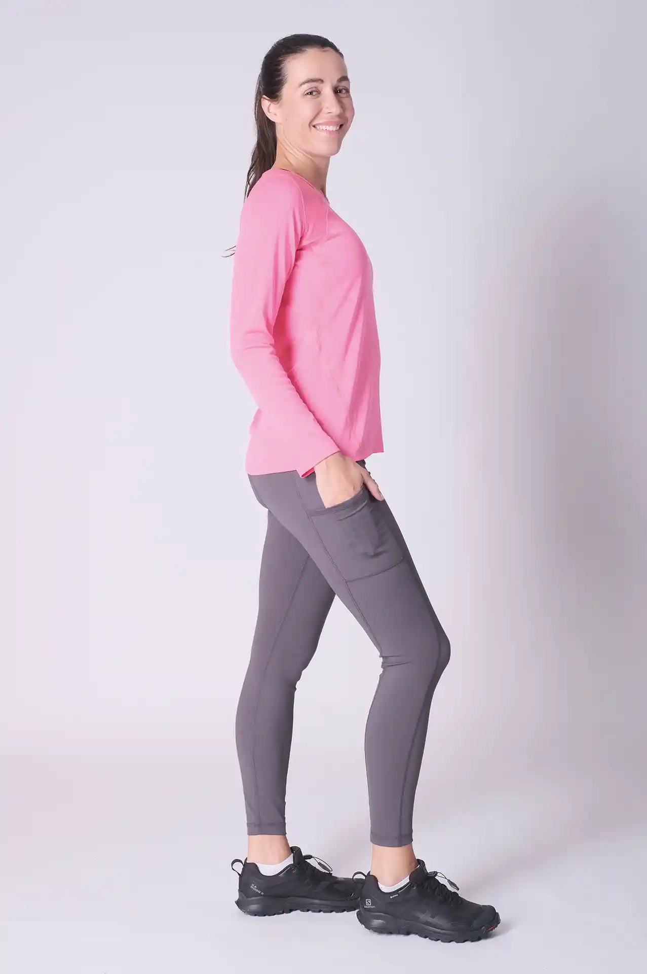 SPWJ22021 - Women's Quick-Dry 4-Way Stretch Jersey Hiking Raglan Long Sleeve Tee - Sharp Pink