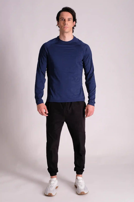 SPJ22023 - Breathable Jacquard Long Sleeve Training Tee - Navy Camo