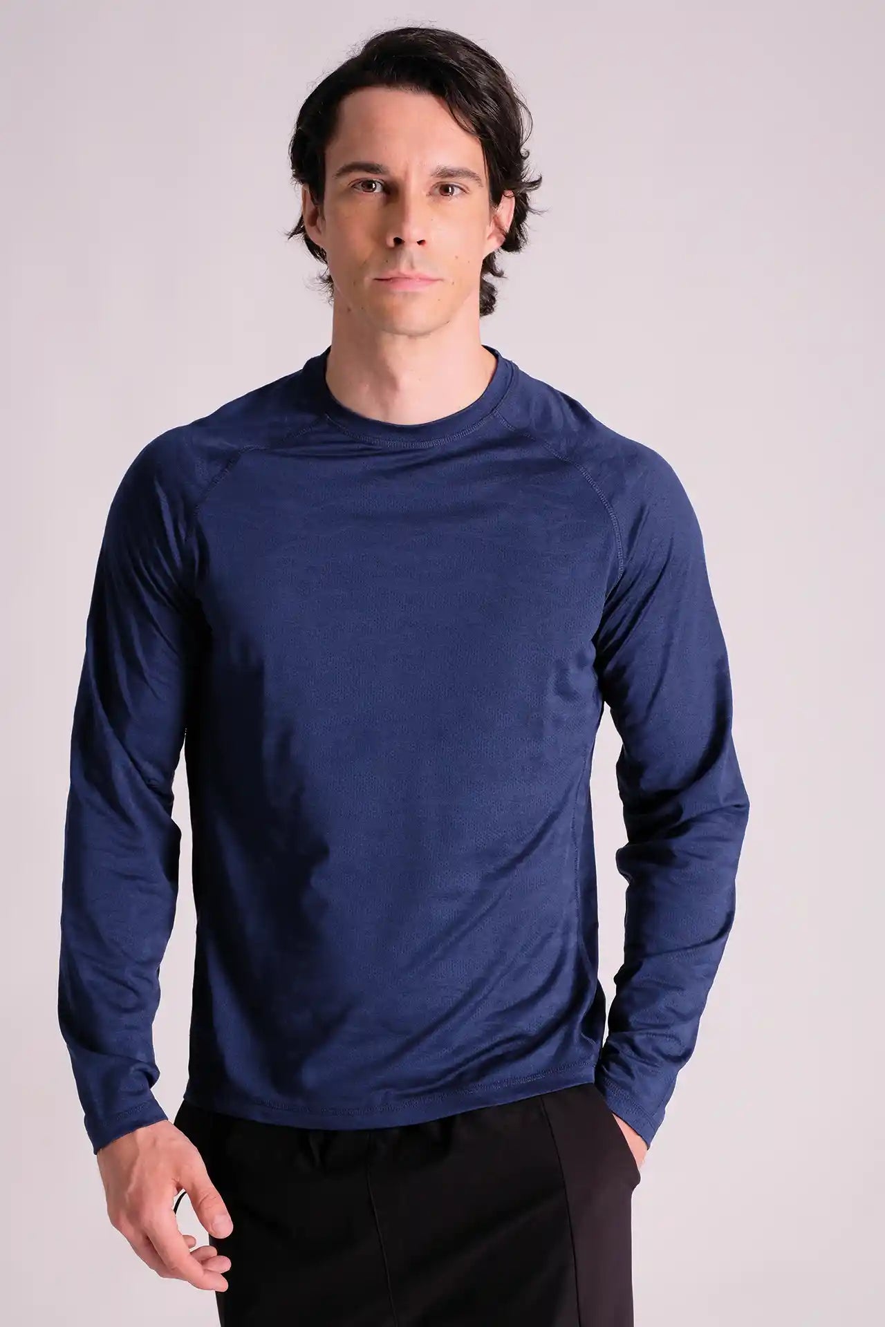 SPJ22023 - Breathable Jacquard Long Sleeve Training Tee - Navy Camo
