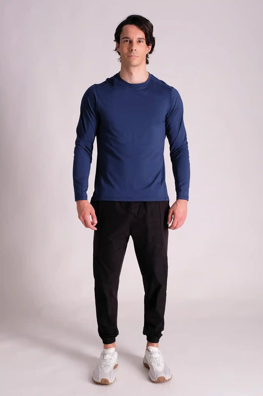 SPJ22026 - Quick-Dry 4-way Stretch Long Sleeve Training Tee - Navy