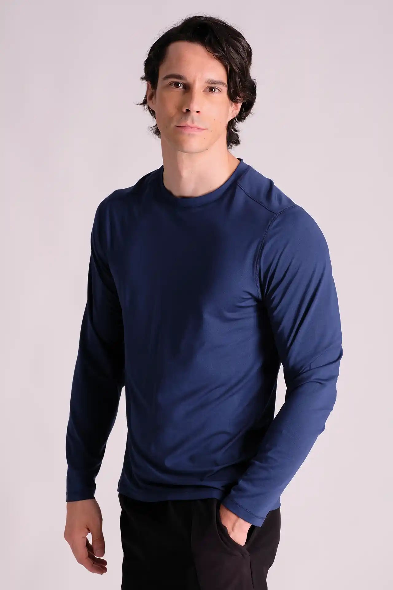 SPJ22026 - Quick-Dry 4-way Stretch Long Sleeve Training Tee - Navy