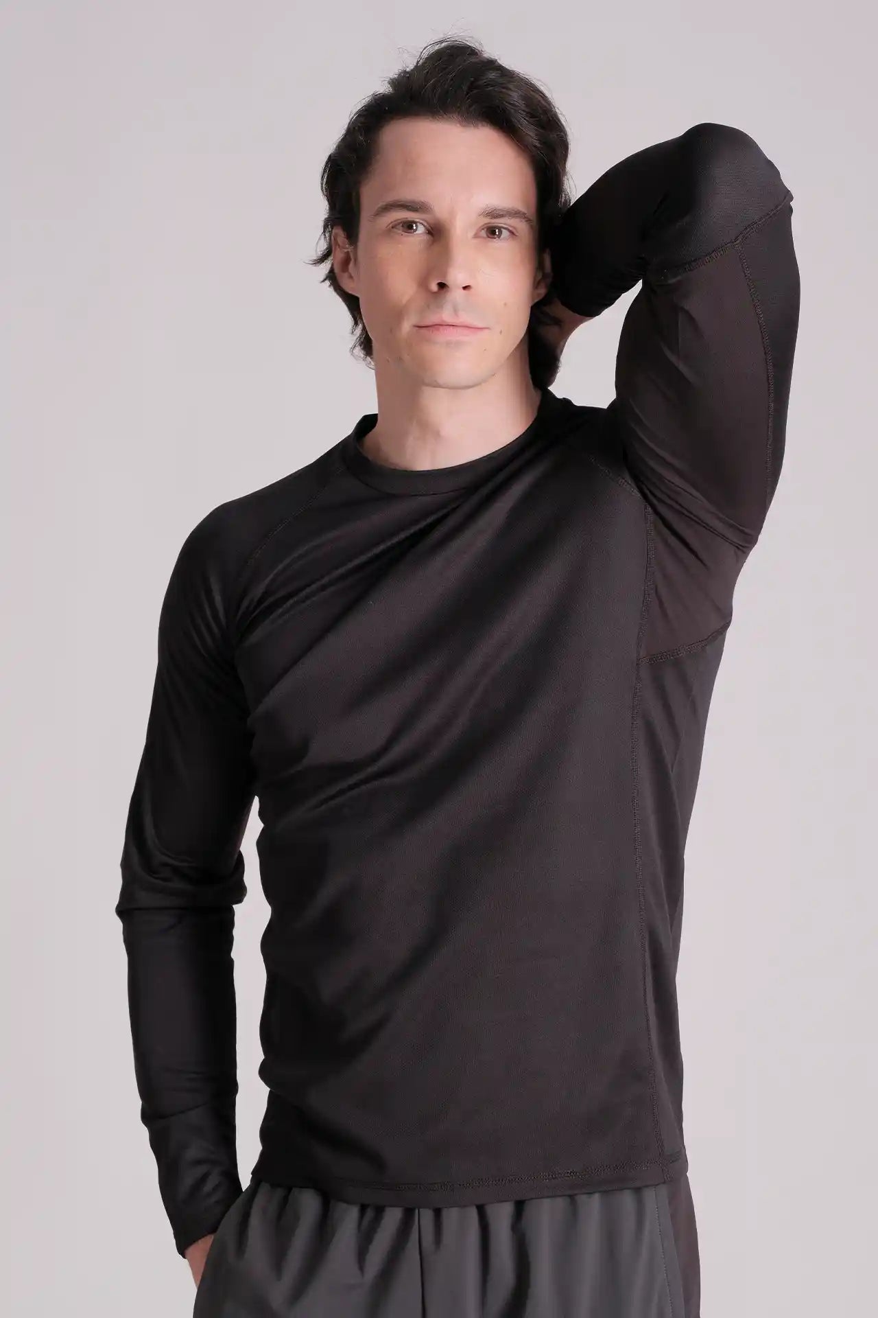SPJ23009 - UPF 50+ Moisture Wicking Long Sleeve Hiking Tee - Black