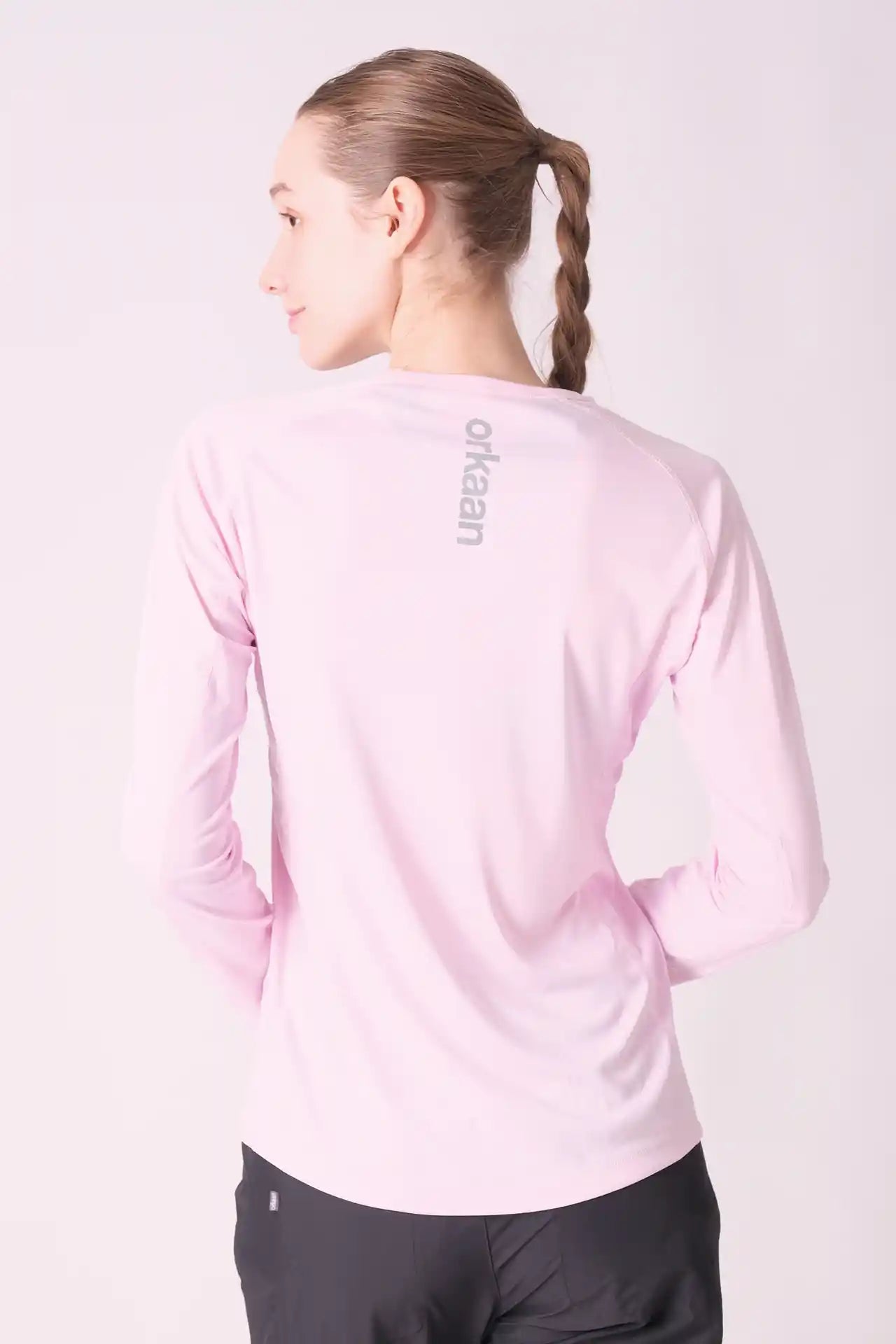 SPWJ23019 - Women's Meshed Raglan Crewneck Long Sleeve Top - Pink