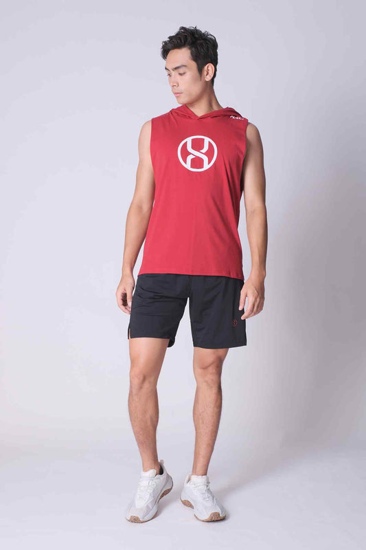 SPK0025 - Ultra Soft Stretch Cotton Gym Hooded Tank - Red