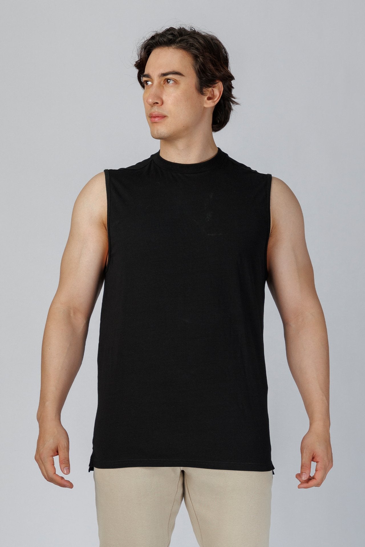 SPK0043 - Ultra Soft Stretch Cotton Training Tanktop - Black