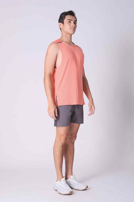 SPK0059 - Quick-Dry Reflective Shoulder Tape Running Tank - Orange