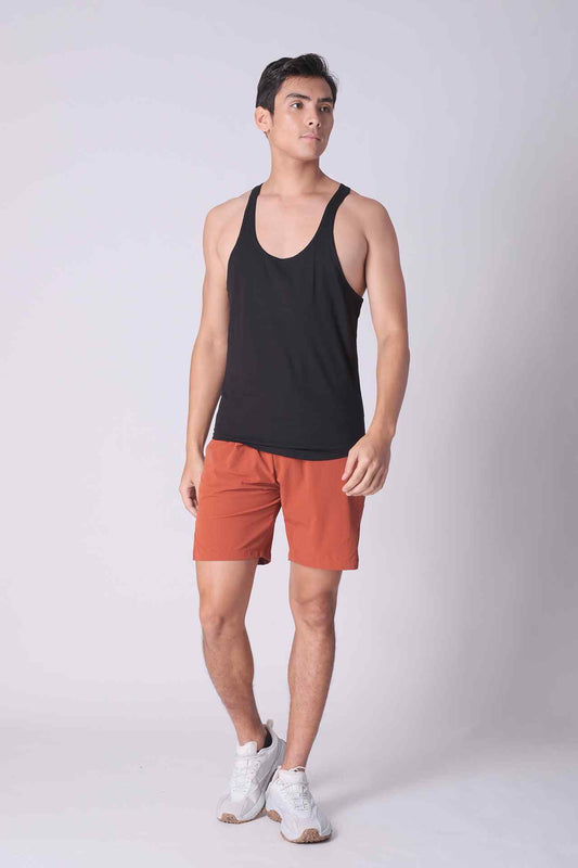 SPK0112 - Stretch Cotton React Gym Stringer Vest - Black