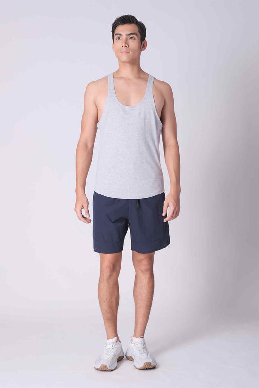 SPK0112 - Stretch Cotton React Gym Stringer Vest - Heather Grey