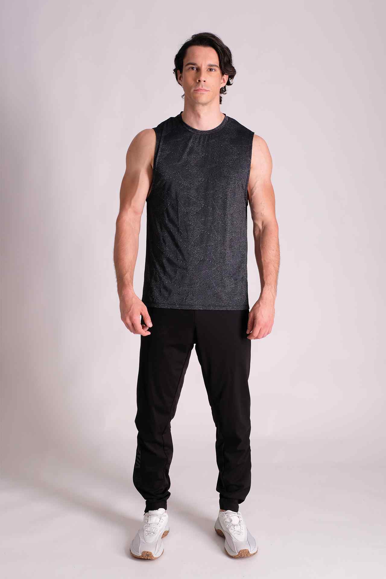 SPK0124 - Stretch Jacquard Nylon Training Tank Top - Black