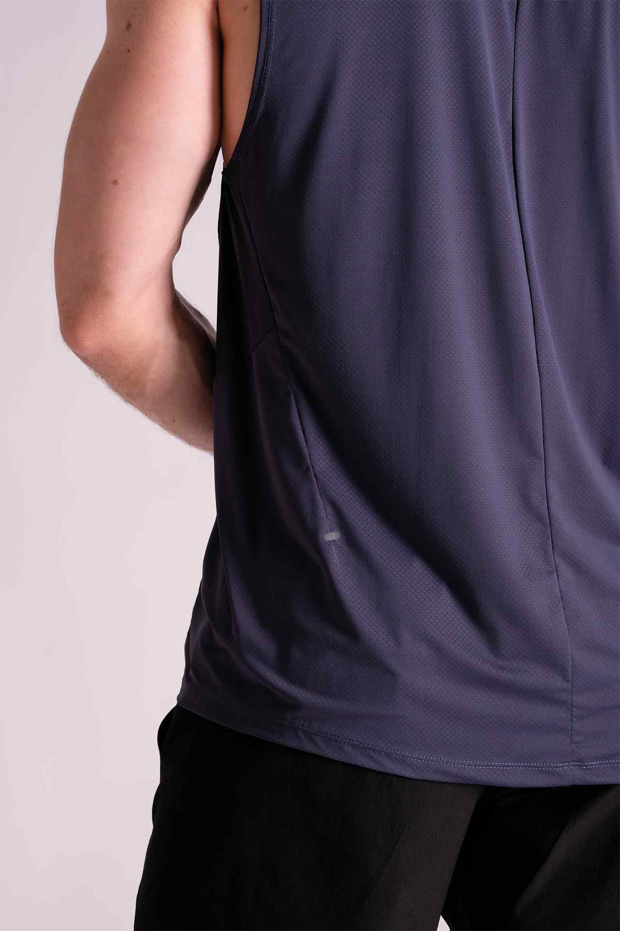 SPK0125 - Stretch Jacquard Nylon Shoulder Mesh Training Tank Top - Navy