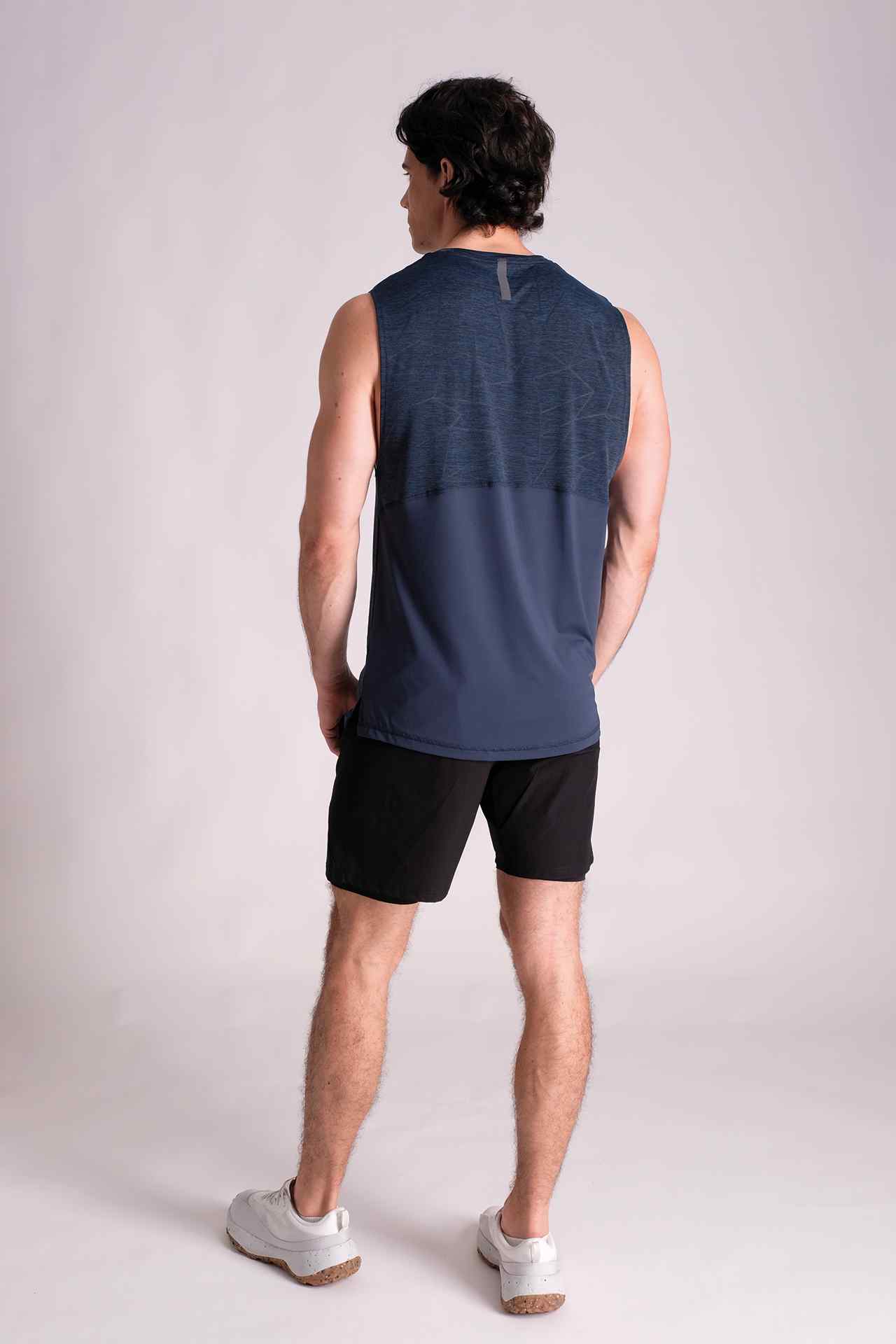 SPK0127 - Stretch Nylon Jacquard Workout Tank Top - Navy