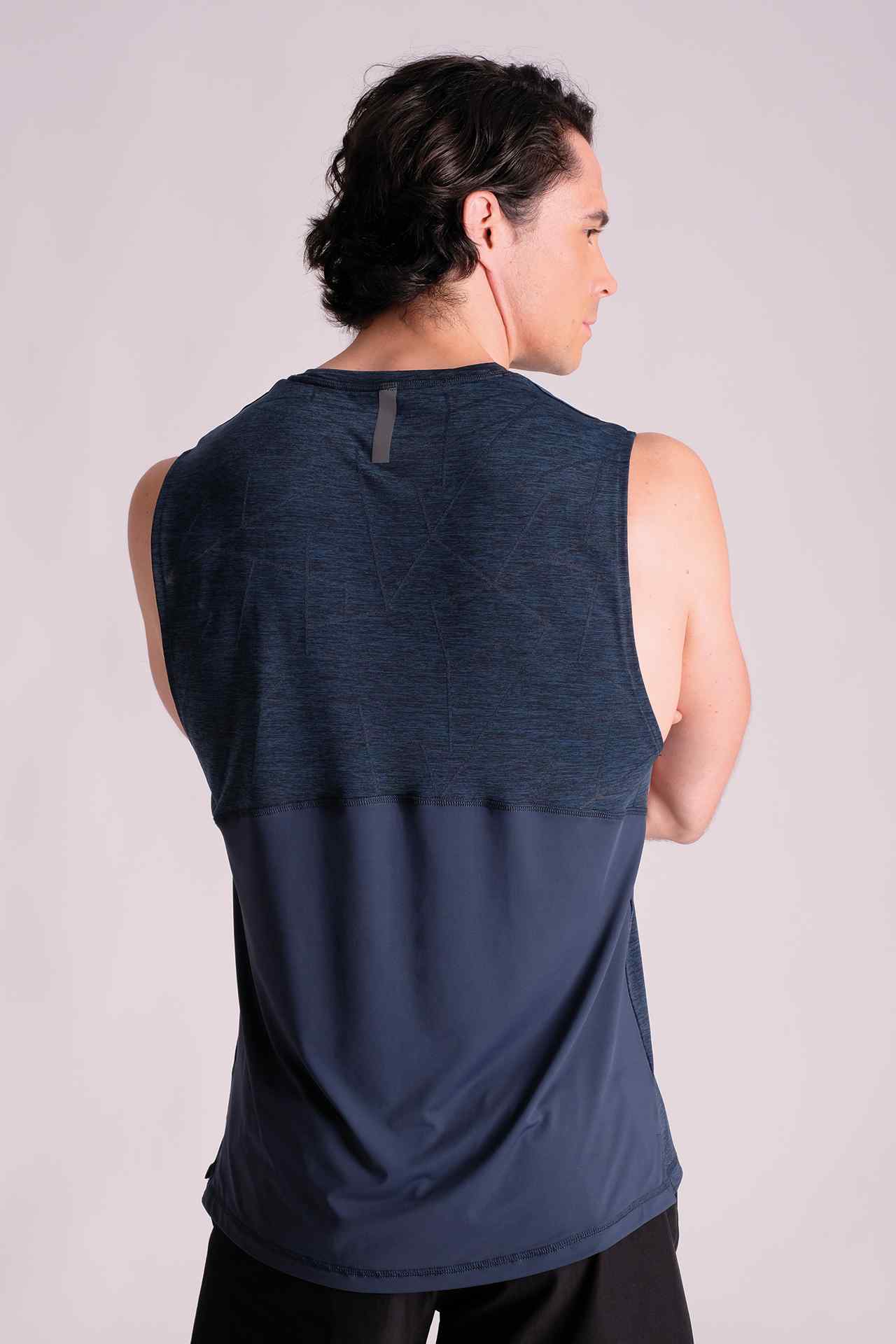 SPK0127 - Stretch Nylon Jacquard Workout Tank Top - Navy