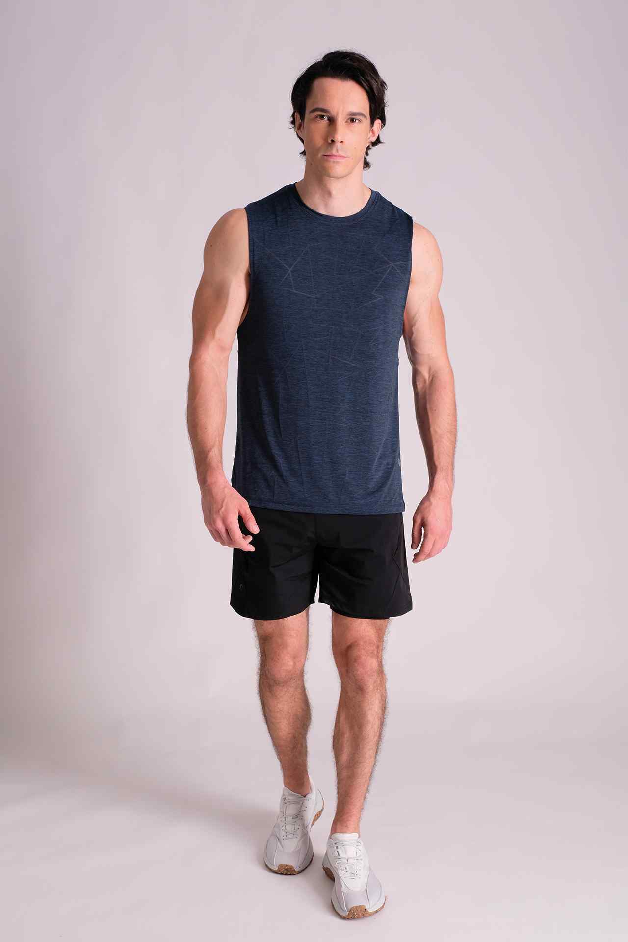 SPK0127 - Stretch Nylon Jacquard Workout Tank Top - Navy