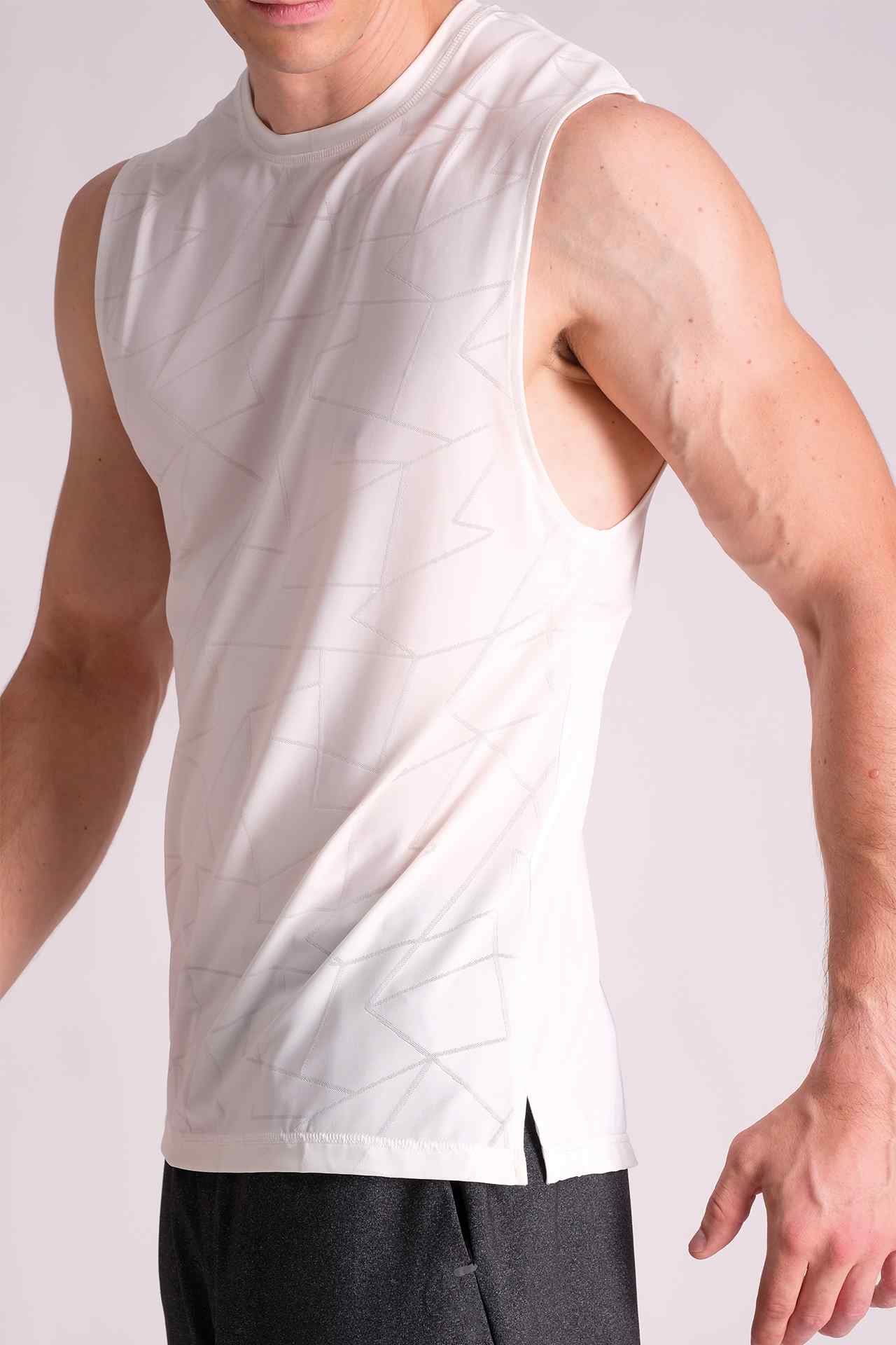 SPK0127 - Stretch Nylon Jacquard Workout Tank Top - White