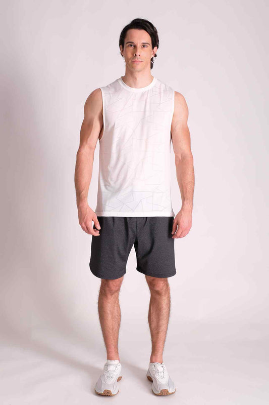 SPK0127 - Stretch Nylon Jacquard Workout Tank Top - White