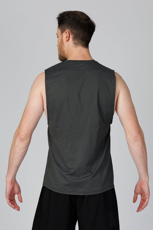 SPK0133 - Quick-Dry 4-Way Stretch Mesh Training Tank Top - Heather Black