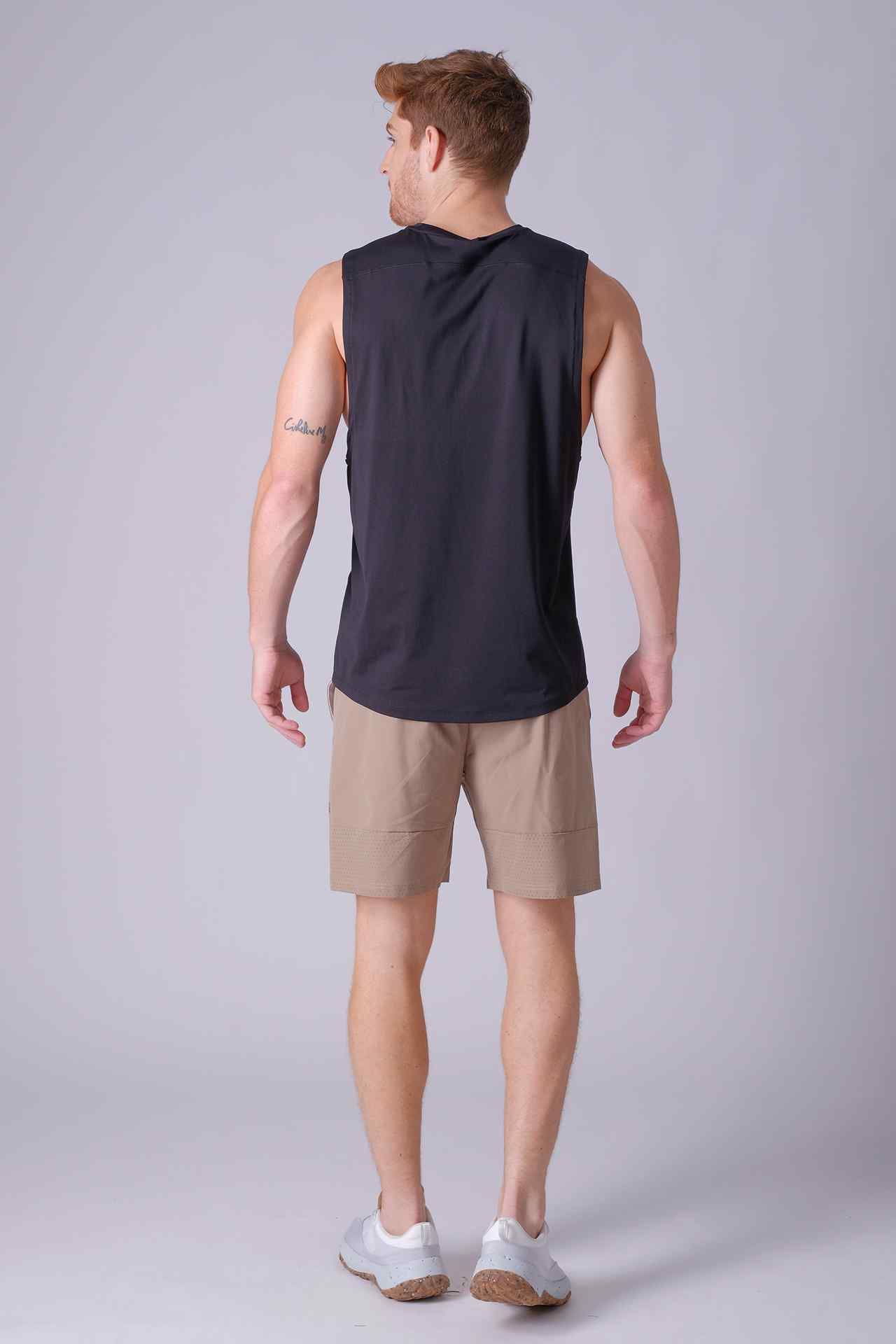 SPK0133 - Quick-Dry 4-Way Stretch Mesh Training Tank Top - Black