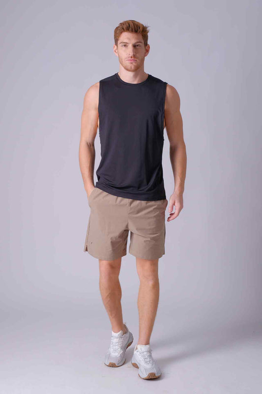 SPK0133 - Quick-Dry 4-Way Stretch Mesh Training Tank Top - Black