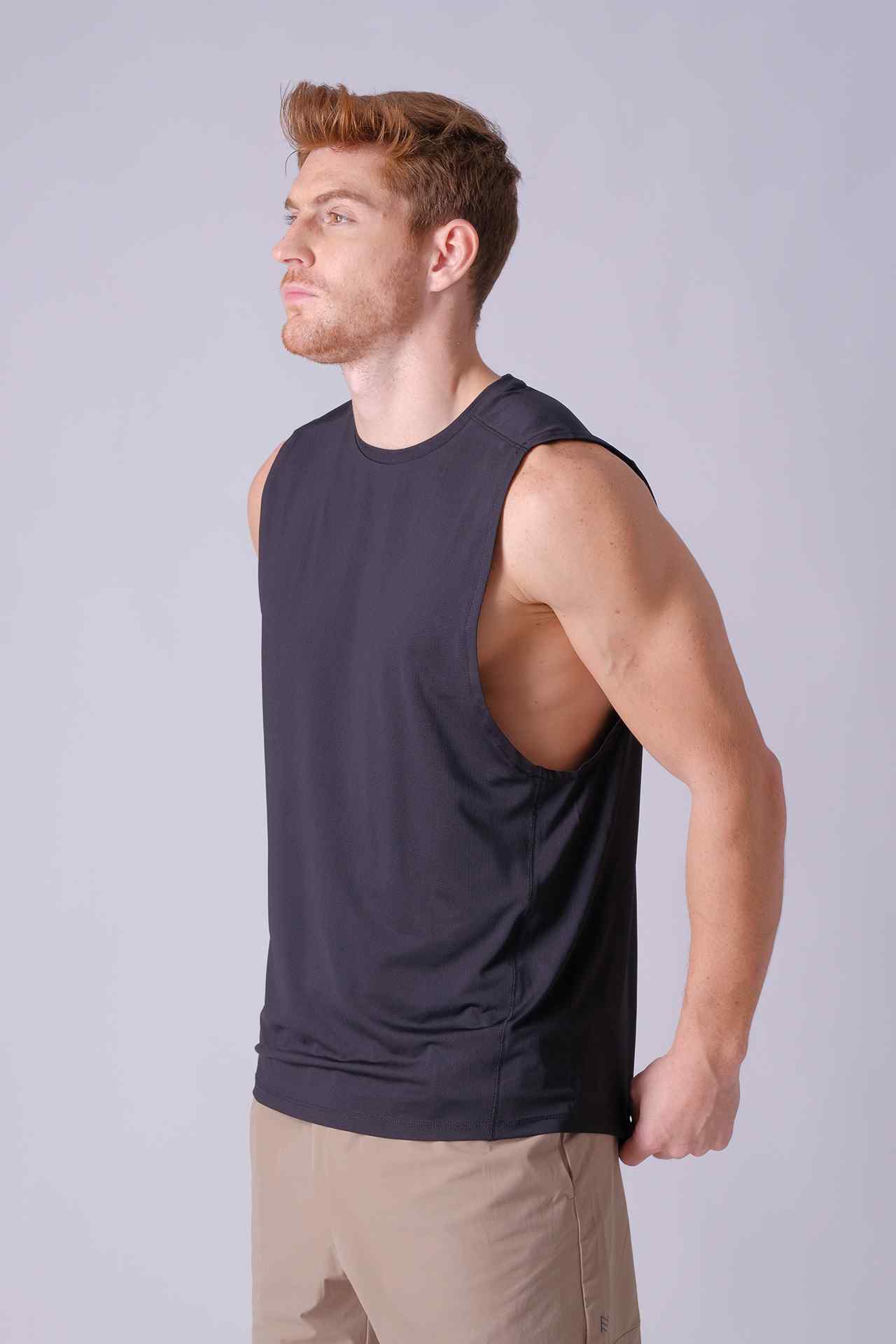 SPK0133 - Quick-Dry 4-Way Stretch Mesh Training Tank Top - Black
