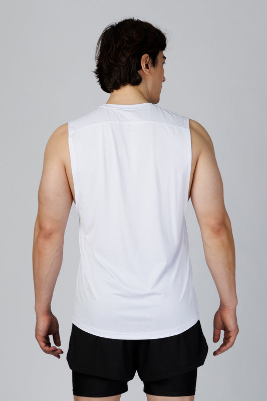 SPK0133 - Quick-Dry 4-Way Stretch Mesh Training Tank Top - White