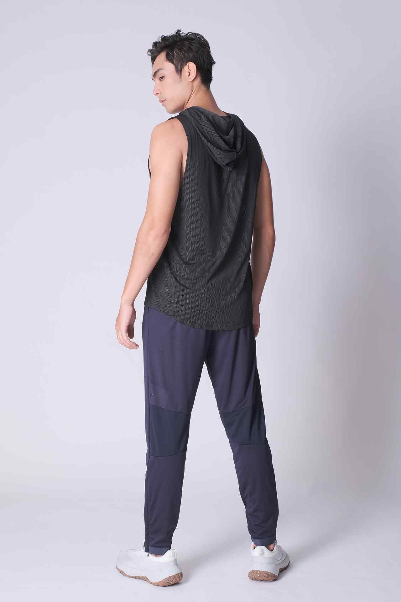 SPK0134 - Jacquard Workout Sleeveless Hoodie - Black