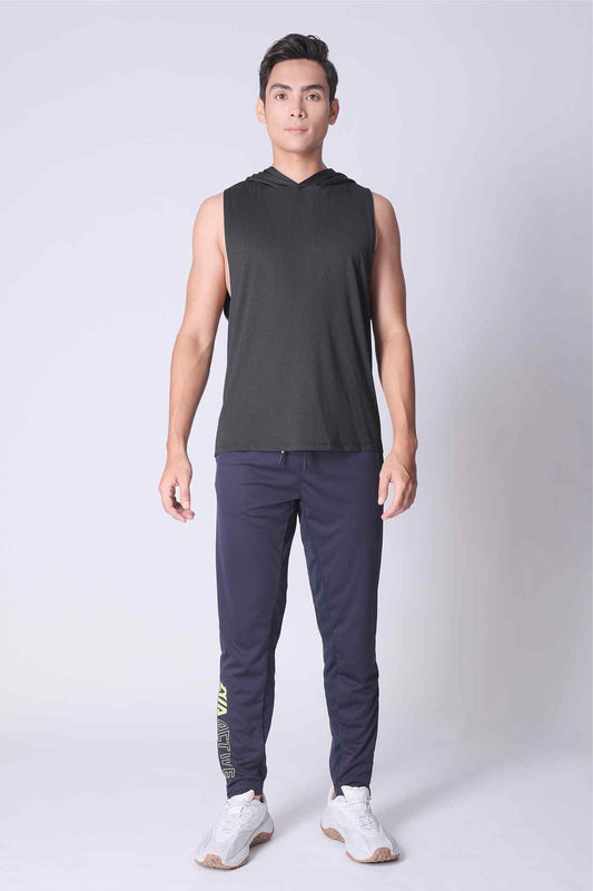 SPK0134 - Jacquard Workout Sleeveless Hoodie - Black