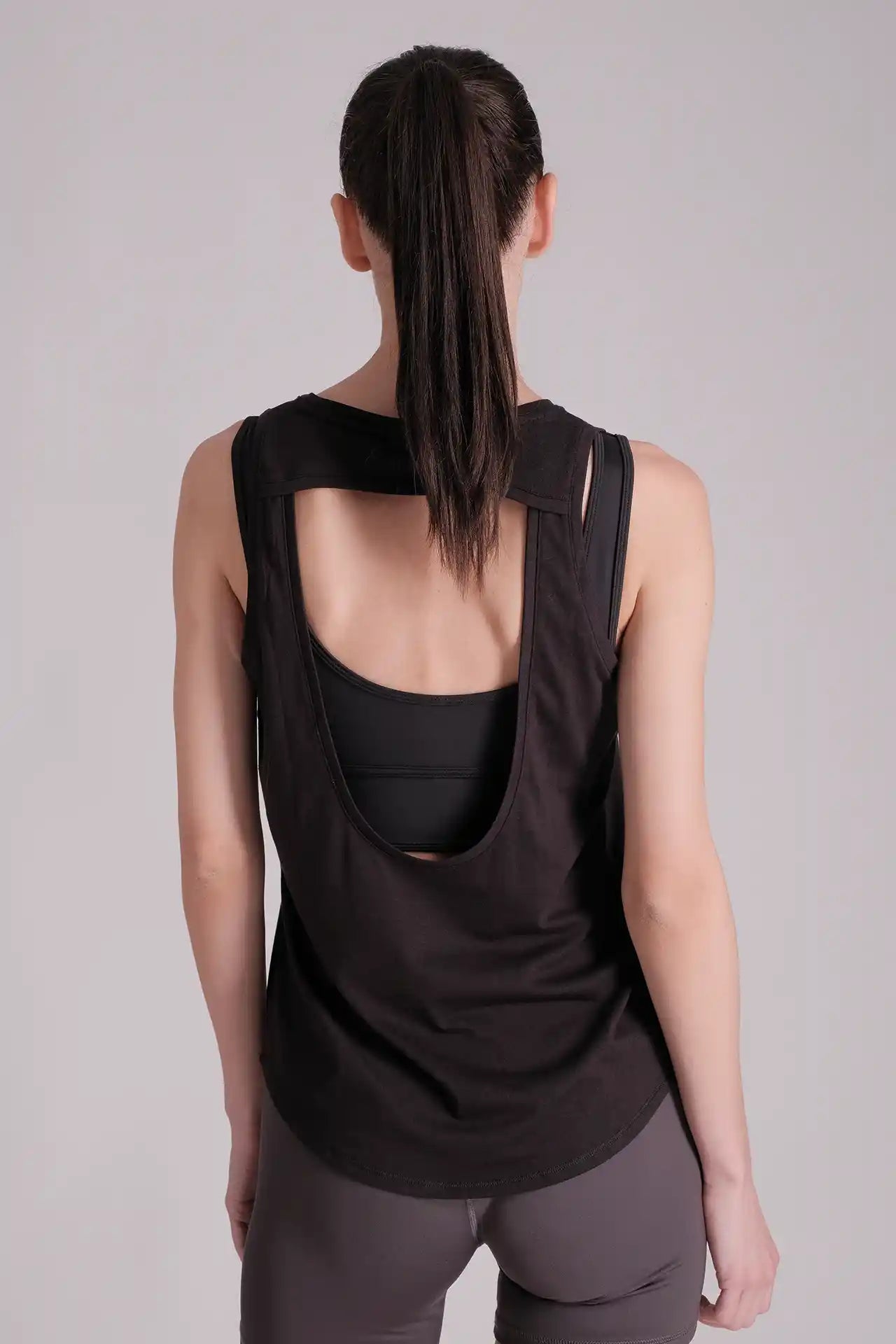 SPWK0148 - Women's UPF50+ Ultra 4-way Stretch Nylon Cut-out Back Tank Top - Black