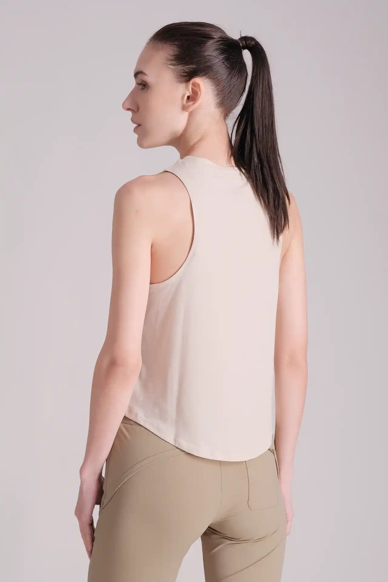 SPWK0150 - Women's UPF50+ Ultra 4-way Stretch Nylon Racer Tank Top - Cream