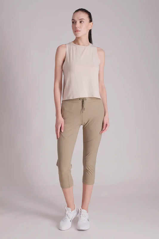 SPWK0150 - Women's UPF50+ Ultra 4-way Stretch Nylon Racer Tank Top - Cream