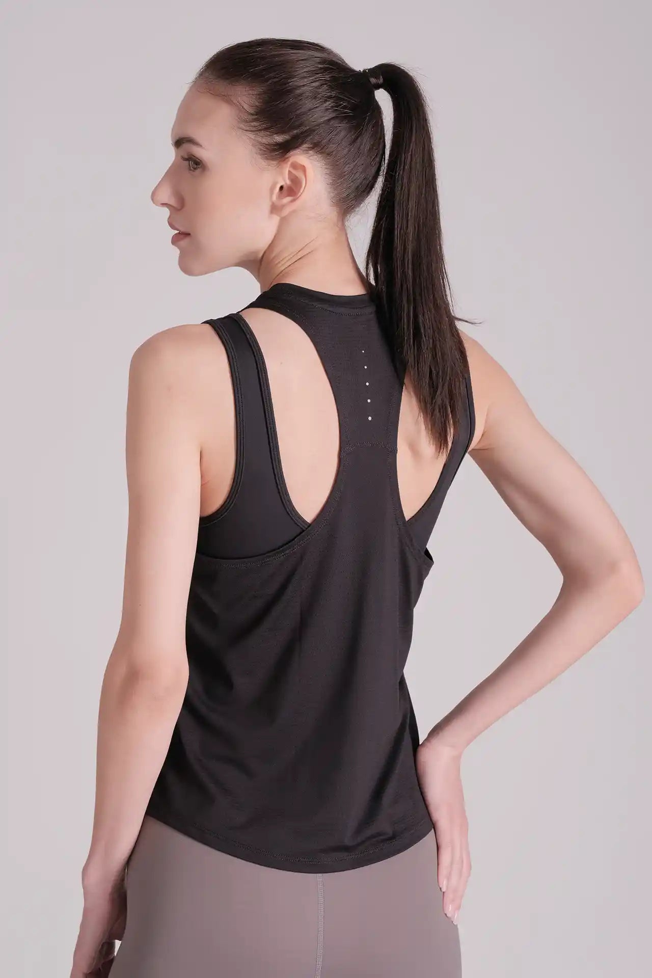 SPWK0163 - Women's Reflective Racerback Running Tank Top - Black