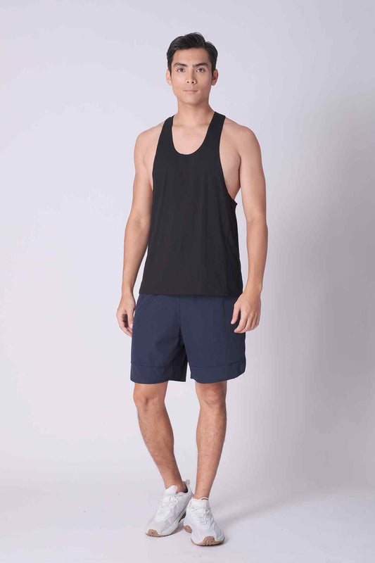 SPK0166 - Ultra-Soft Stretch Cotton Power Gym Stringer Vest - Black