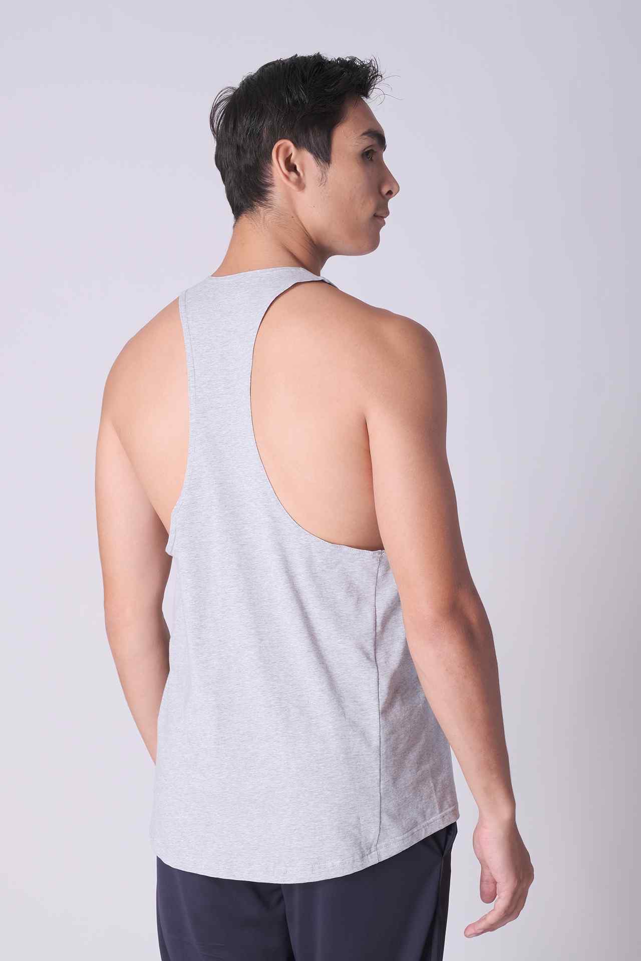 SPK0166 - Ultra-Soft Stretch Cotton Power Gym Stringer Vest - Heather Grey