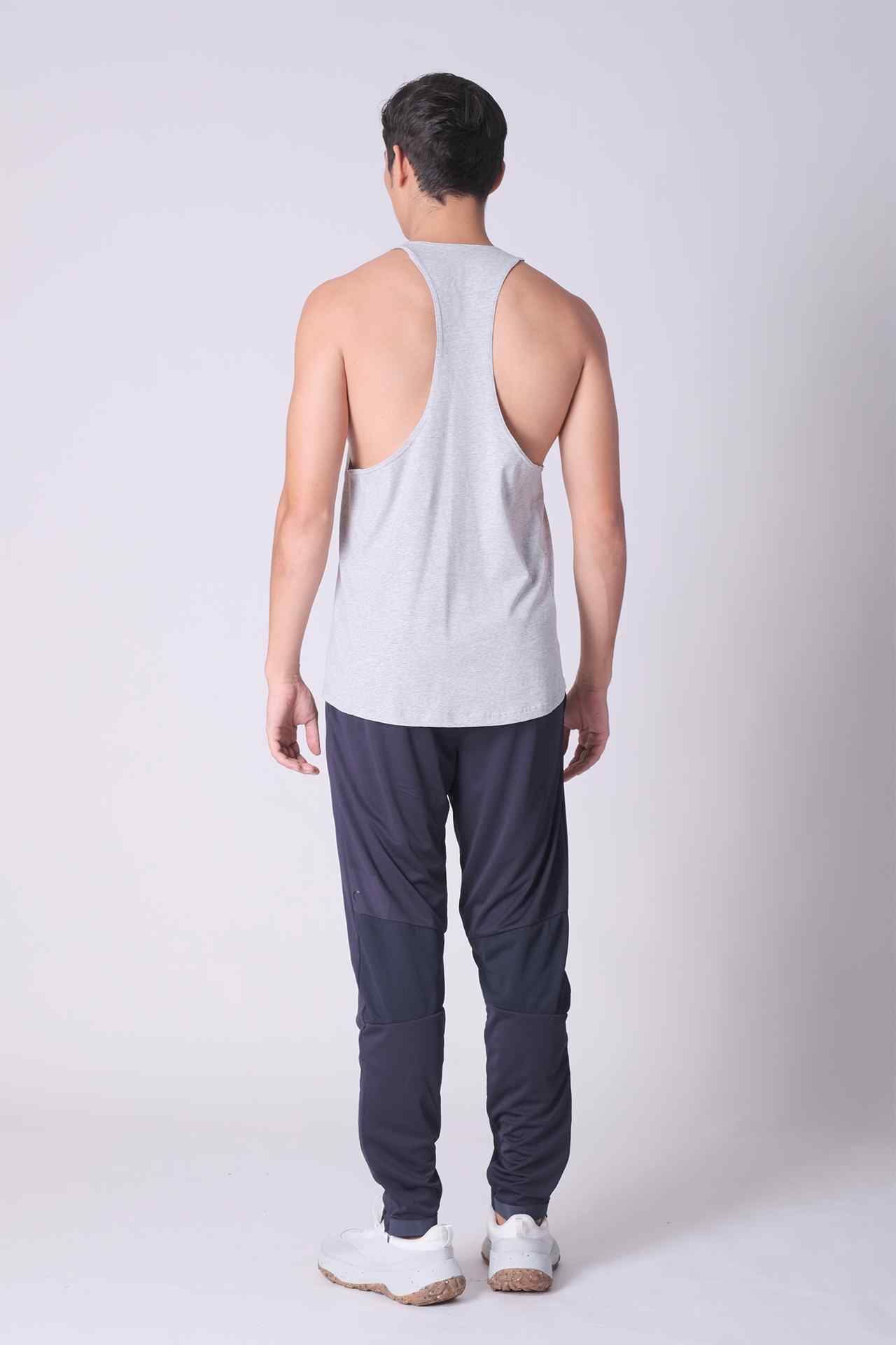 SPK0166 - Ultra-Soft Stretch Cotton Power Gym Stringer Vest - Heather Grey
