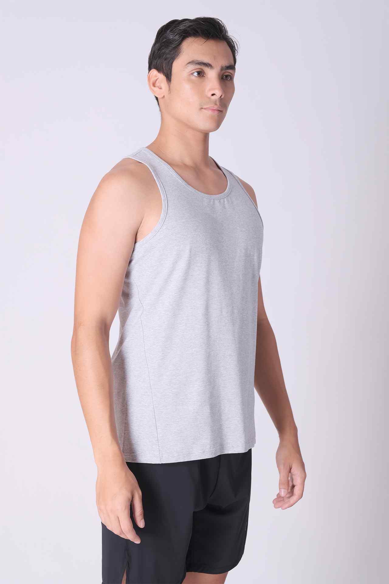 SPK0167 - Ultra-Soft Stretch Cotton React Gym Tank - Heather Grey