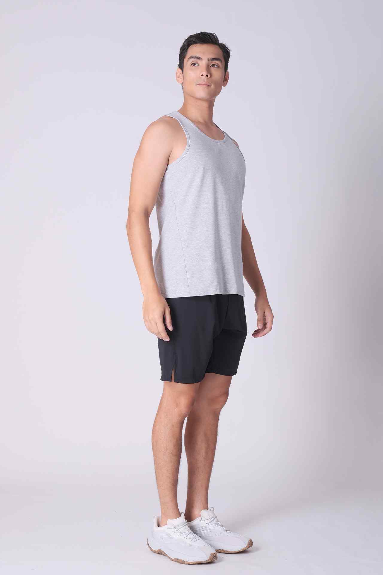 SPK0167 - Ultra-Soft Stretch Cotton React Gym Tank - Heather Grey