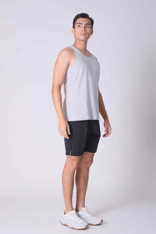 SPK0167 - Ultra-Soft Stretch Cotton React Gym Tank - Heather Grey