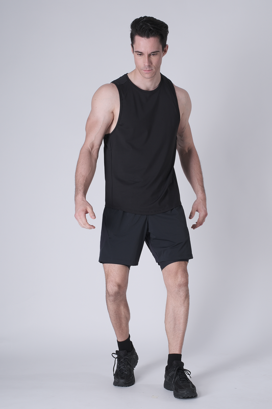 SPK0168 - Ultra 4-Way Stretch Nylon Training Tank - Black