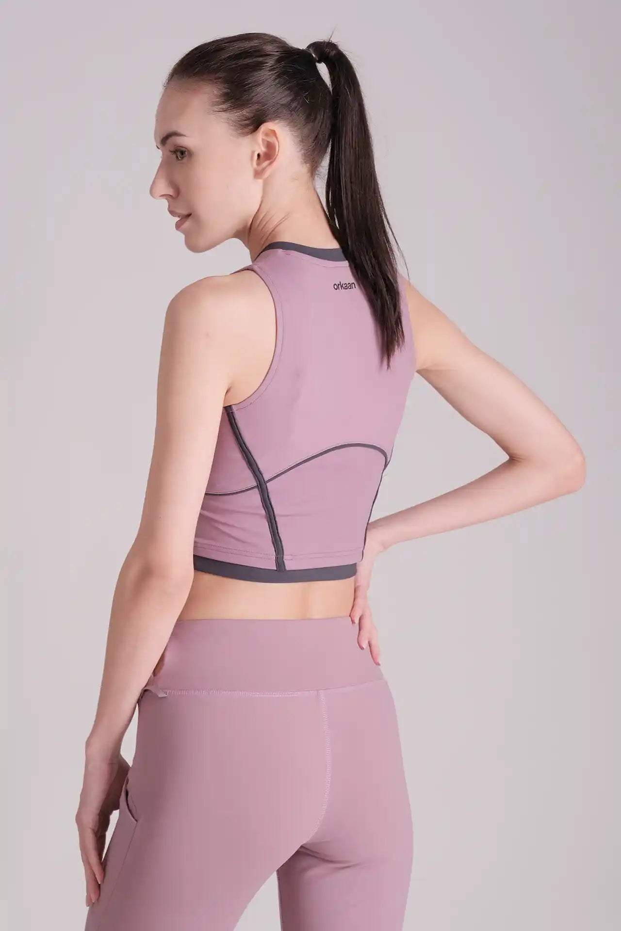 SPWK22003 - Women's Retro Racer Neck Half Zip Training Crop Vest - Purple