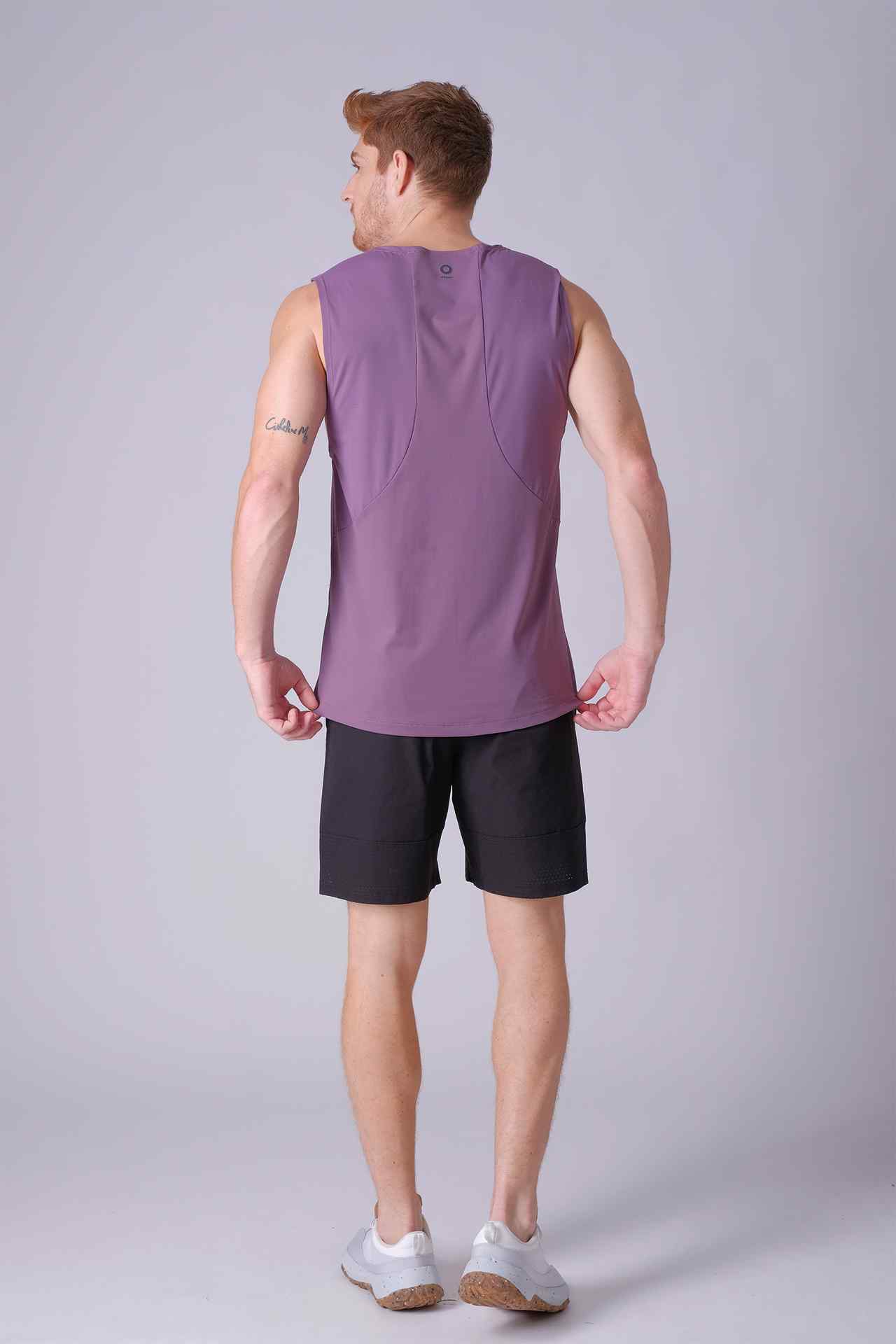 SPK22009 - Stretch Jacquard Breathable Tech Workout Tank Top - Purple