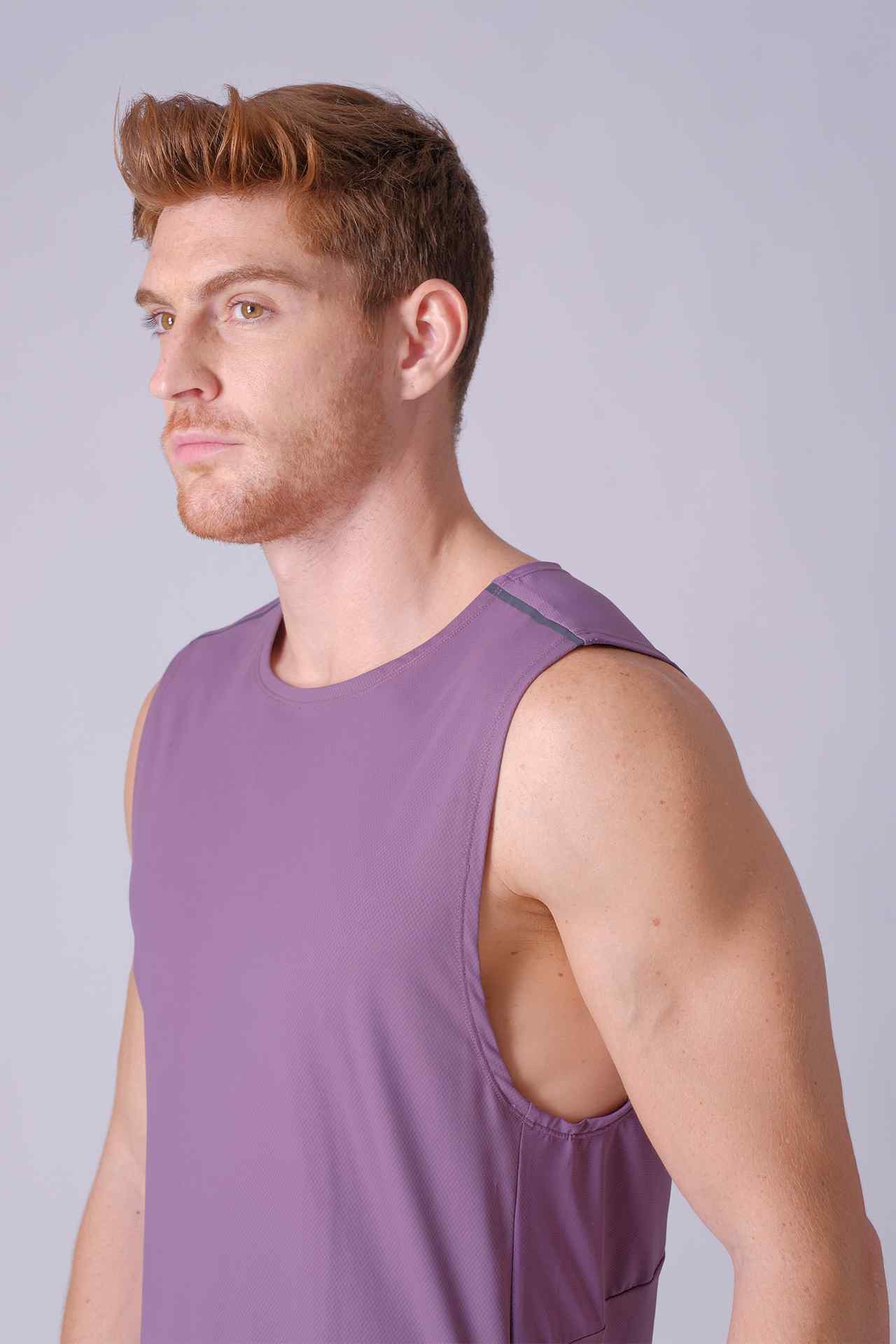 SPK22009 - Stretch Jacquard Breathable Tech Workout Tank Top - Purple