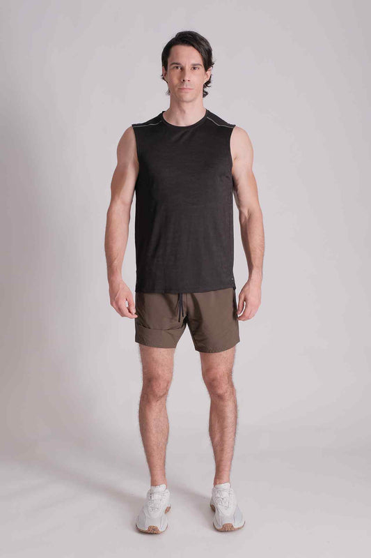 SPK22012 - Reflective Shoulder Seam Camo Running Tank Top - Black Camo