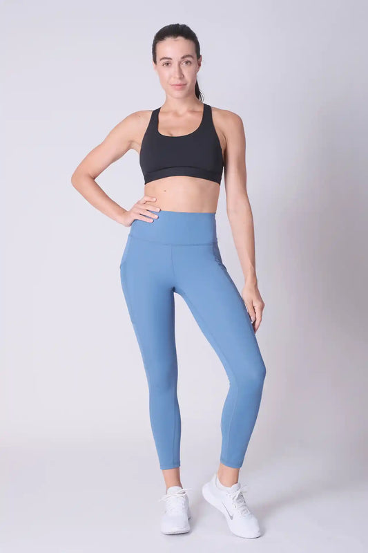 SPWL0001 - Women's Meshed Side Pocket Leggings 25" - Ocean